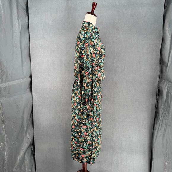 Vintage Addenda Polyester Floral Skirt Blouse Matching Set Womens 8/10 Green - Picture 2 of 11